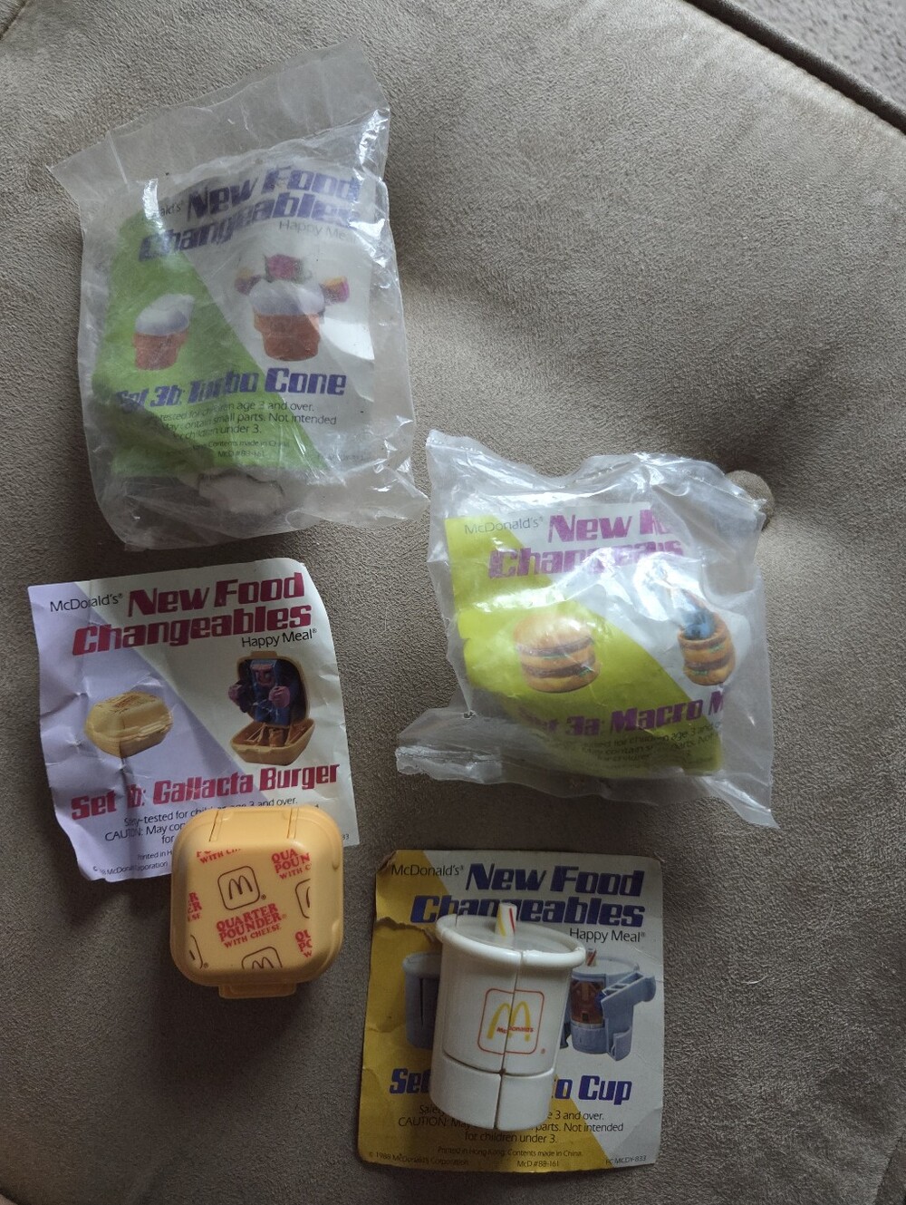 Vintage McDonald Happy Meal Toys "New Food Changeables" Set Of 4